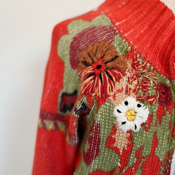 Cold water Creek Floral Zip Up Sweater - Picture 3 of 6